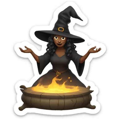 Witch casting spell sticker
