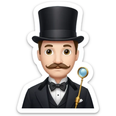 Fancy man with top hat and mustache with fancy look on his face and monocle on his eye sticker