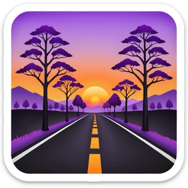 road with sunset sticker