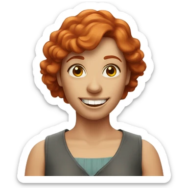 Happy, red headed woman sticker