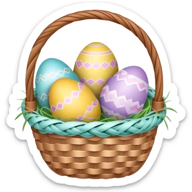 three easter eggs in a basket sticker