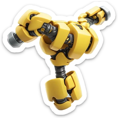 Flexing yellow mechanical cyborg bicep with shocks attached to arm sticker