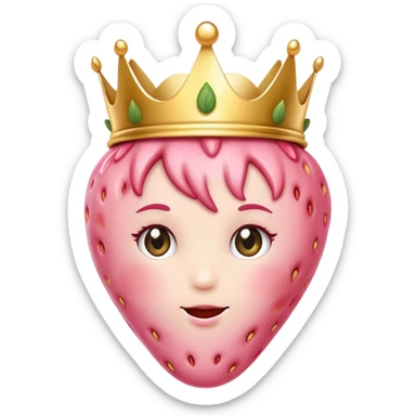 soft pink strawberry with cute face and crown sticker