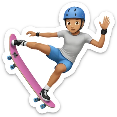 Skater doing kick push sticker