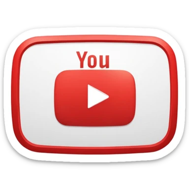 YouTube logo, red rectangle with rounded corners and white play button in the center sticker