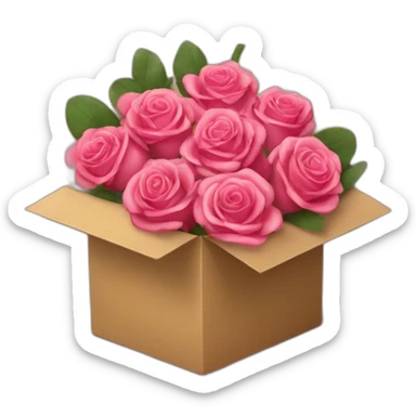bouquet of roses in a box sticker