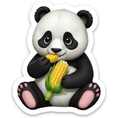 Panda eat corn sticker
