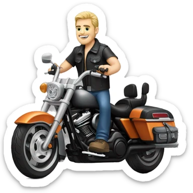 Caucasian biker on a Harley Davidson sticker