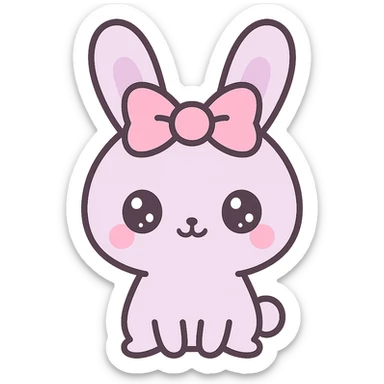 Add a cute gothic pet, a small bunny with a pink bow, in kawaii gothic style. Preserve transparent background. sticker