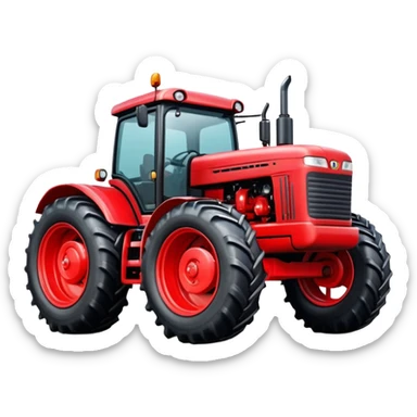 Red powerful Tractor sticker
