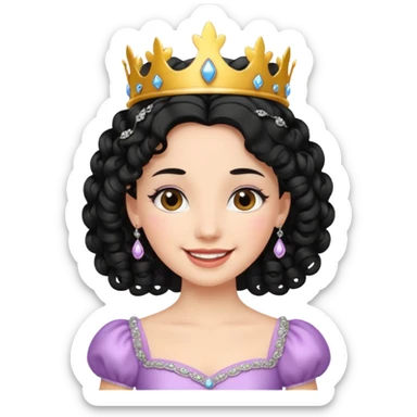 Princesa banca con el pelo rizado y el pelo negro  sticker