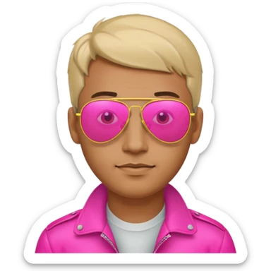 1980s man wearing reflective neon pink aviator sunglasses sticker