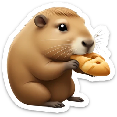 Capybara eating a croissant  sticker