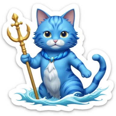 cat poseidon has sea powers sticker