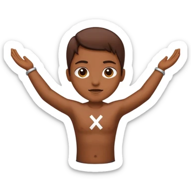 Please make an emoji where the wearer marks O or X with his arm. sticker
