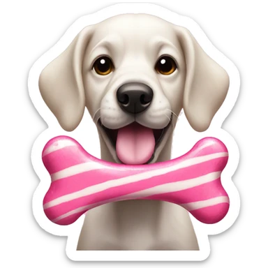 dog bone + pink candy sticker