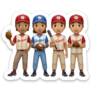 amigos jugando baseball sticker