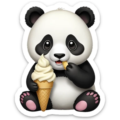 Panda eating ice cream sticker