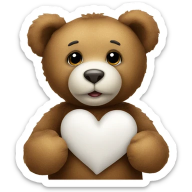 teddy bear with a white heart sticker