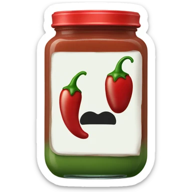Green red chili square sauce jar sticker