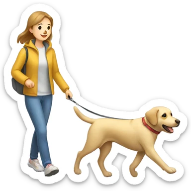 Labrador dog walking with owner sticker