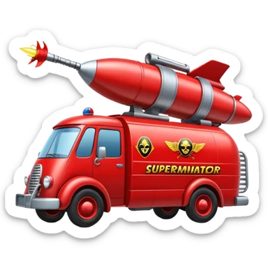 Heroic SuperBug Ron’s exterminator antique rocket powered moving van (motto: Killing bugs is fun) sticker