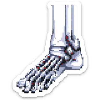 pixelated skeleton foot, bone structure of foot sticker