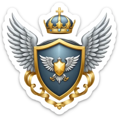holy emblem with silver wings and shield in the middle sticker