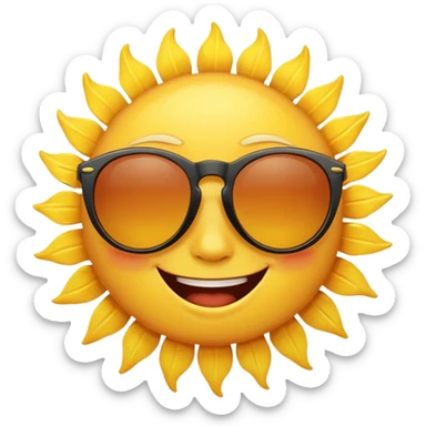 can i have an image of a yellow sun smilling with sun glasses on sticker