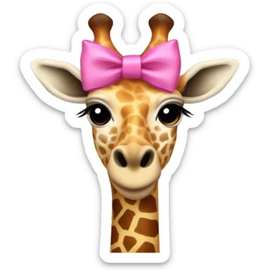 giraffe with a pink bow on head sticker