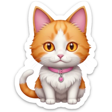 full body small short hair ginger and white cat with orange eyes  sticker