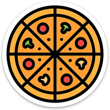 whole pizza color outline icon sticker