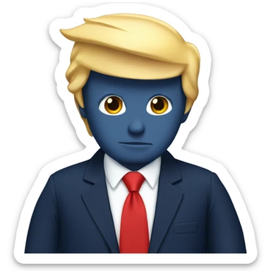 Donald Trump wearing navy suit with a red tie  sticker