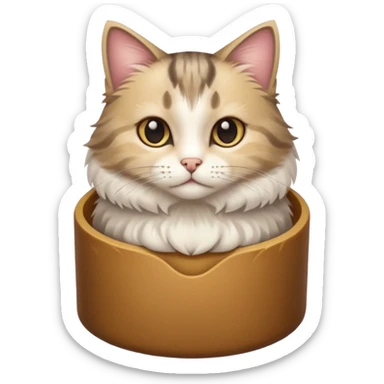 mix of white and tabby cat in a cylinder sticker