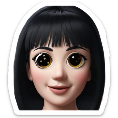 smiling girl with black hair sticker