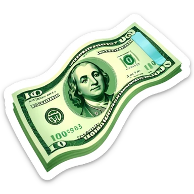 a floating wavy usd note icon sticker