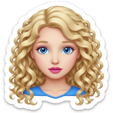 açık tenli  uzun kıvırcık sarı saçlı mavi gözlü   dudak rengi pembe yetişkin kadın bana emoji oluştur sticker