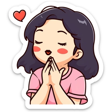 Girl blowing kisses sticker