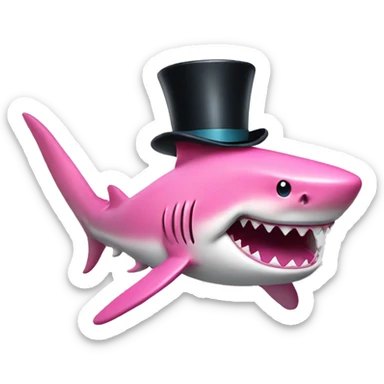 Pink shark with top hat sticker