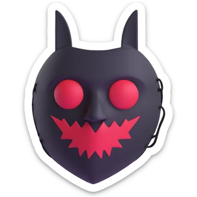 horror movie sackface mask with crude stitched features inspired by The Strangers sticker