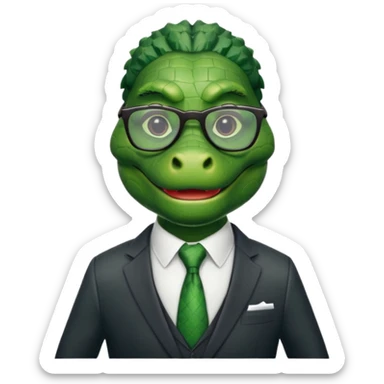 alligator with clothes and wearing glasses sticker