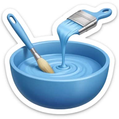bowl of pastel blue hair dye with a brush nearby sticker