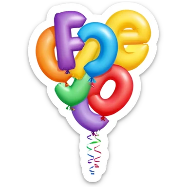Ballooons that are in the shape of a E , T  and A sticker