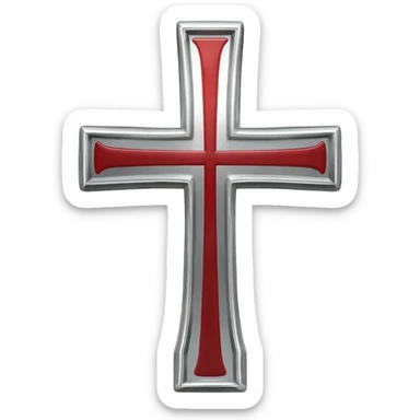 Silver knight templar cross sticker