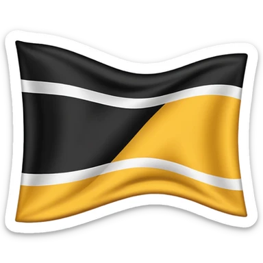 a tricolor flag with three equal horizontal bands of black, white and gold. sticker
