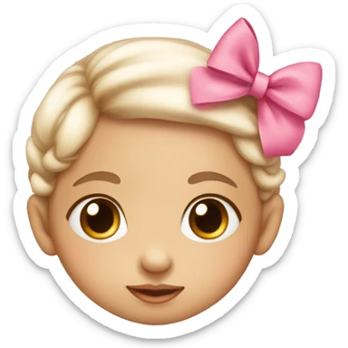 cute baby girl with pink bow sticker