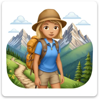 girl back packing mountains background  sticker