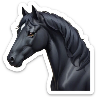 Cinematic Cute Yawning Black Horse Portrait Emoji, Head tilted slightly with a dramatic, wide-open yawn, revealing a soft, sleek black fur with a subtle shimmer, floppy ears slightly drooping, round dark eyes barely open in drowsy contentment, Simplified yet irresistibly adorable features, highly detailed, glowing with a soft, cozy glow, high shine, relaxed yet expressive, stylized with a touch of whimsy, bright and endearing, soft glowing outline, capturing the essence of a sleepy yet affectionate horse, so drowsy it feels like it could stretch out of the screen and curl up for a nap! sticker