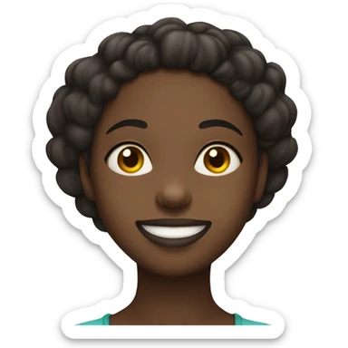 Black Girl with two hands under her chin, smiling sticker