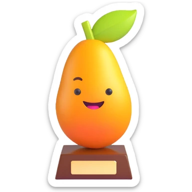 a playful and bright trophy shaped like a mango sticker